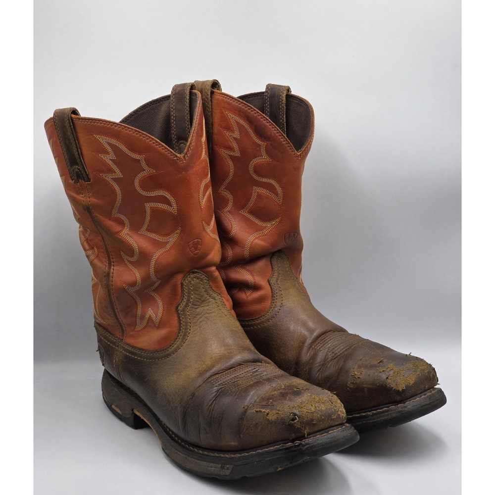 Ariat WorkHog Steel Toe Work Boots 13 EE Wide Brown Western Pull-On EH 10008861